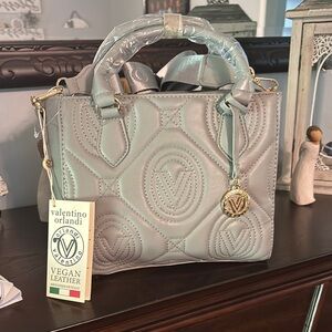 Valentino Orlandi Gray Embossed Satchel